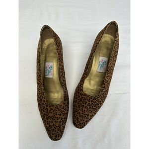 Lazy Afternoon Shell Kepler Leather‎ Cheetah Heels Shoes Sz 7B